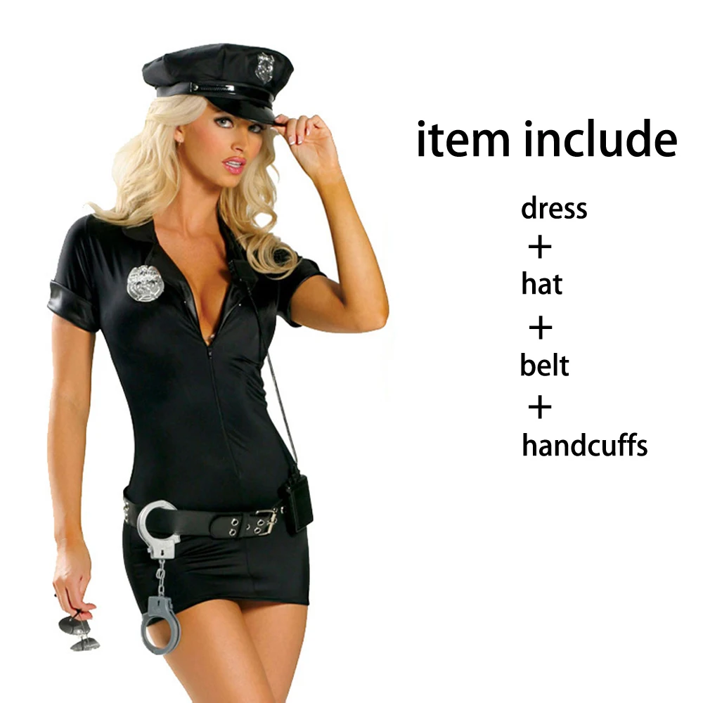 Halloween Sexy Female Cop Police Officer Uniform Policewomen Costume Adult Women Police Cosplay Fancy Dress