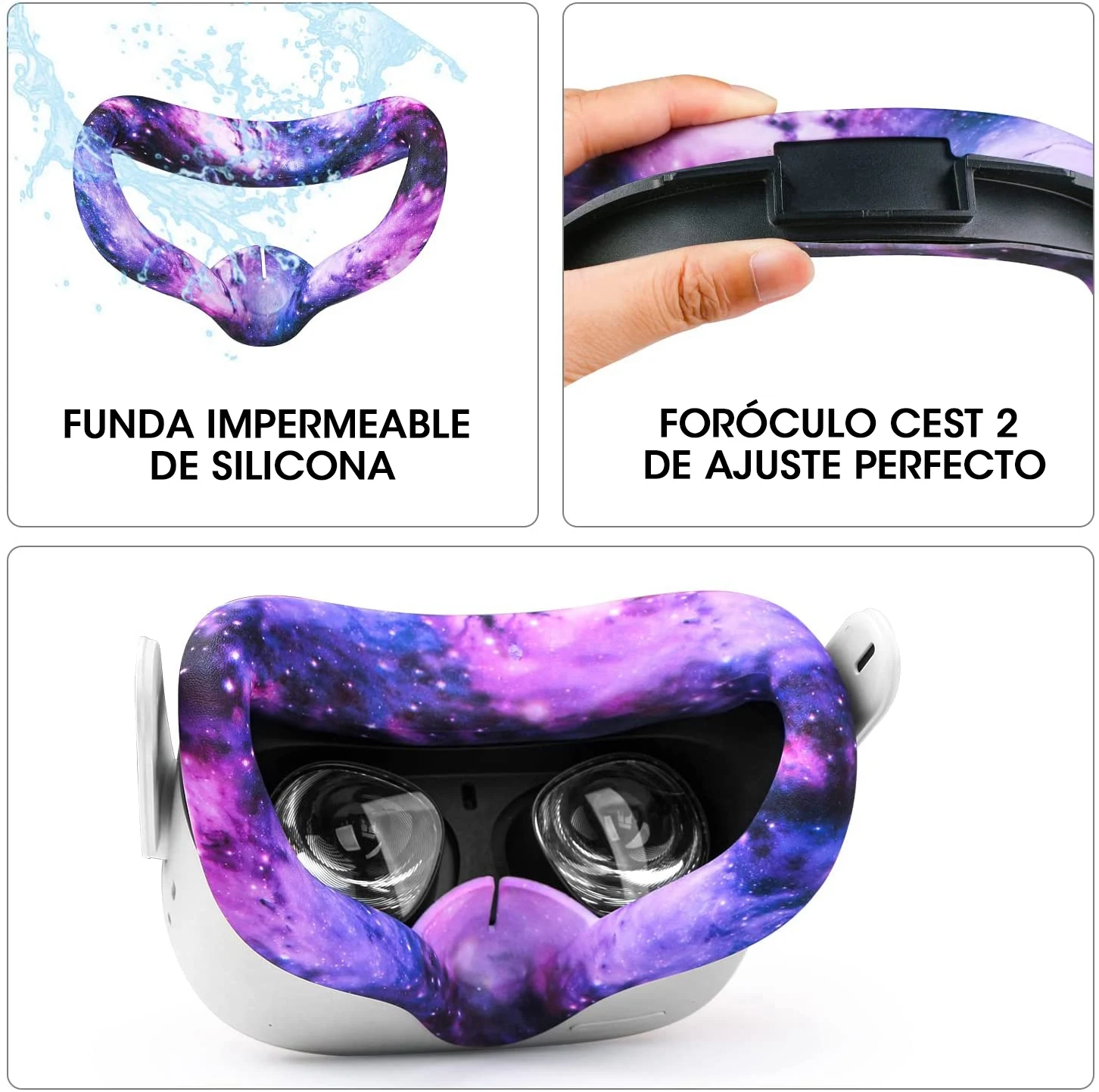 Juego de fundas de silicona compatible con Oculus/Meta Quest 3, accesorios  VR, funda protectora que incluye empuñaduras de controlador, funda frontal  para auriculares y cubierta facial, protector de l