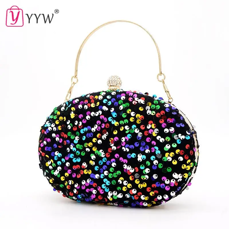 

Elegant Women Clutch Evening Bag With Chain Sequined Bag Exquisite Design For Women Ladies Wedding Purse Party Bag Bolsas Muje