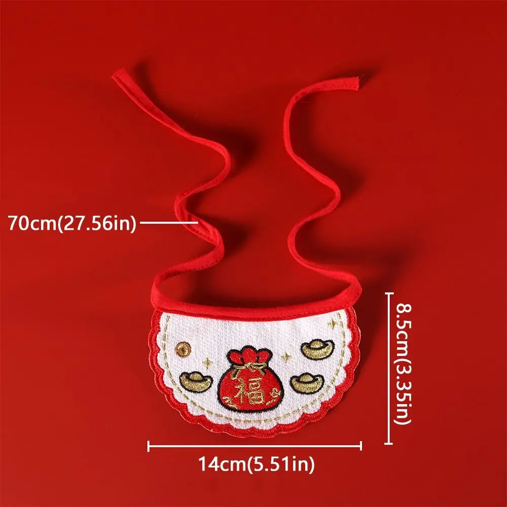 Cartoon New Year Cat Scarf 2026 Horse Year Comfortable Pet Scarf Lucky Blessing Embroidered Pet Clothing Spring Festival