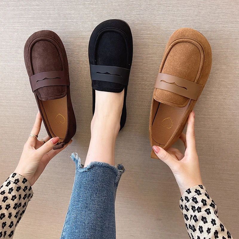 

Spring Soft-soled Loafers Women Shoes Big Size 42 Flock Women Flat Shoes Trendy Lightweight Slip-on Walking Women's Casual Shoes