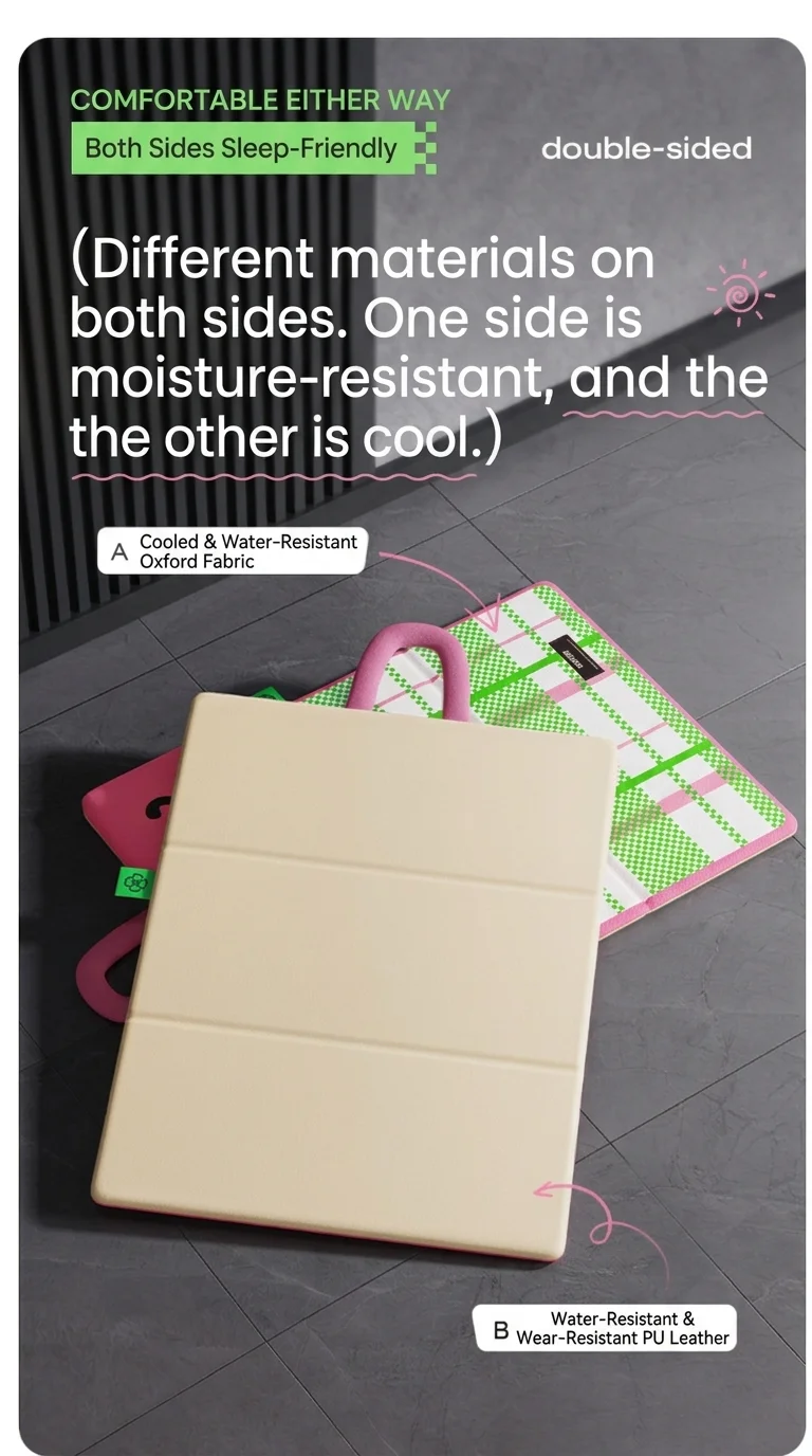 Portable Pet Cooling Mat With Pillow Foldable Waterproof Dog Bed_voghion.com