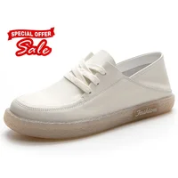 2.5cm Genuine Leather Women Oxfords Breathable Shoes Flats Comfy Lace Up Chunky Sneakers Spring Platform Wedge Loafer Slippers 1