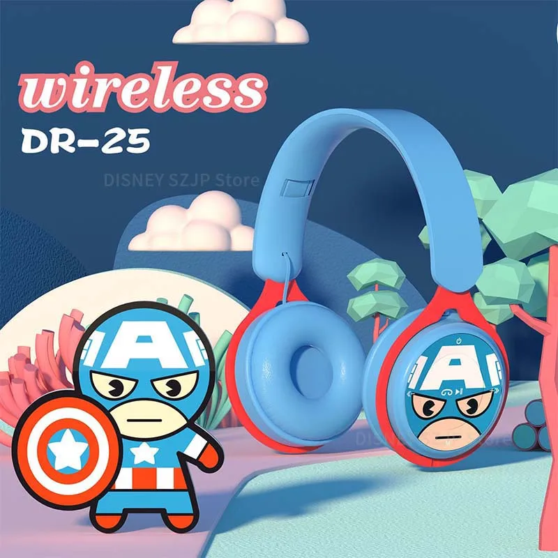 Disney Marvel Wireless Bluetooth Headphones Y08 HIFI Surround Sound Foldable Laptop Headsets with Mic for Children Anime Cartoon