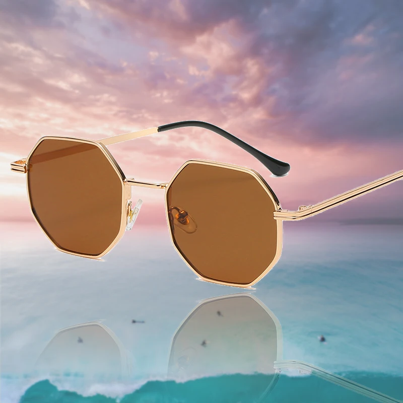 Fashion Retro Metal Sunglasses Classic Polygonal Octagon Glasses