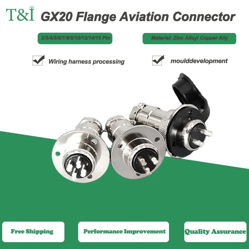 

5/10 Sets GX20 Flange 2/3/4/5/6/7/8/9/10/12/14/15 Pin Male&Femal Fixing Aviation Plug&Socket Connectors Circular Type