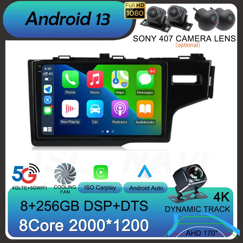 

Android 13 Car Radio Carplay Auto GPS For Honda Jazz 3 2015 - 2020 Fit 3 GP GK 2013-2020 QLED Multimedia Video Player Navigation