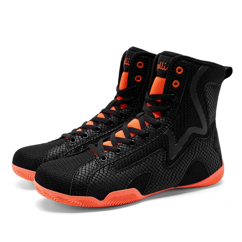 New Luxury Mens Wrestling Sneaker Designer One-piece Tongue Plus Size Boxing Sport Shoe Brand Wearable Boxing Fighting Boot