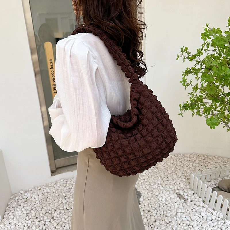 Fashion Quilted Bag Pleated Shoulder Bag Ins 퀼팅백 Niche Designer Large  Capacity Crossbody Bag Women's Casual Purse New 2023