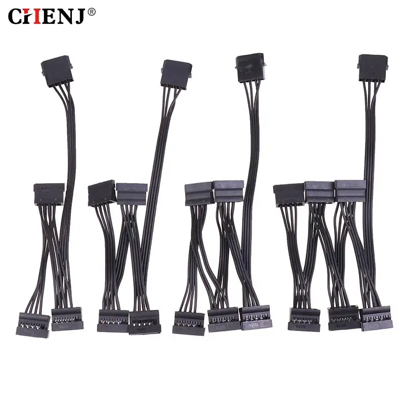 

1pc 4 Pin Male to SATA 15 Pin Female Power Supply Cable 1 to 5 Cord Hard Drive IDE Molex to 5-Port 15Pin SATA Power Cable
