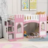 Twin Size Loft Bed with Storage Staircase and Window, Wood Playhouse Bed Frame with Storage for Boys, Girls 1