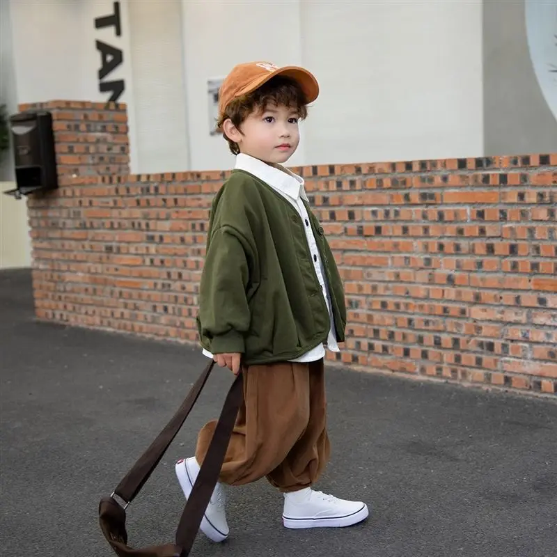 

Fashion Autumn Spring Kids Coat+Shirt+Pants 3Pcs Sets Boys Streetwear Jacket Loose trousers Suits Casual Boys Childen Clothing