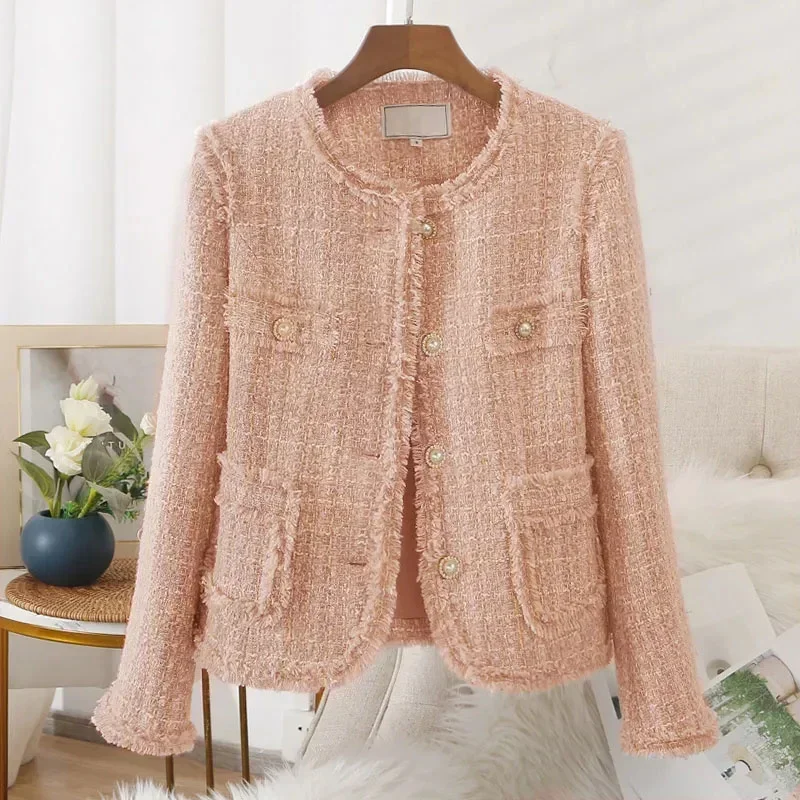 Women Blazers Korean Chic Tweed Spring Autumn Elegant Lady Coats Single-breasted Long Sleeve Suits Female Office Blazer Jacket R