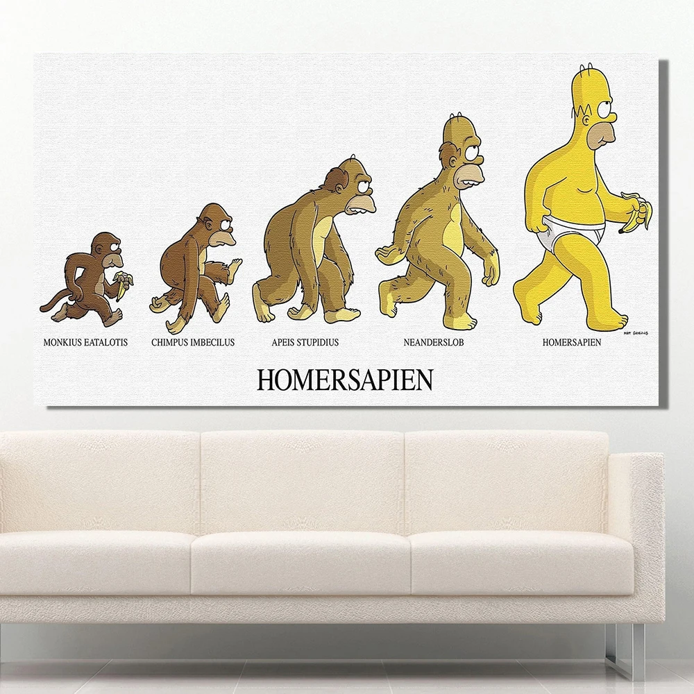 The Simpsons Evolutions HomerSapien Printed on Canvas