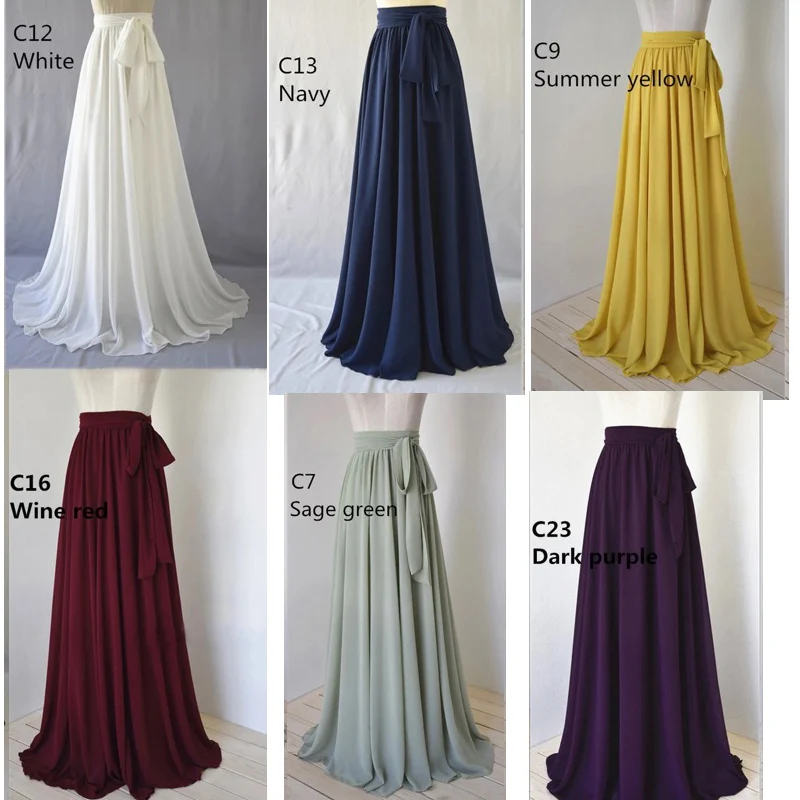 

JIERUIZE Chiffon Detachable Skirt Wedding Removable Train For Evening Party Dresses Bridal Overskirt Purple Black Navy