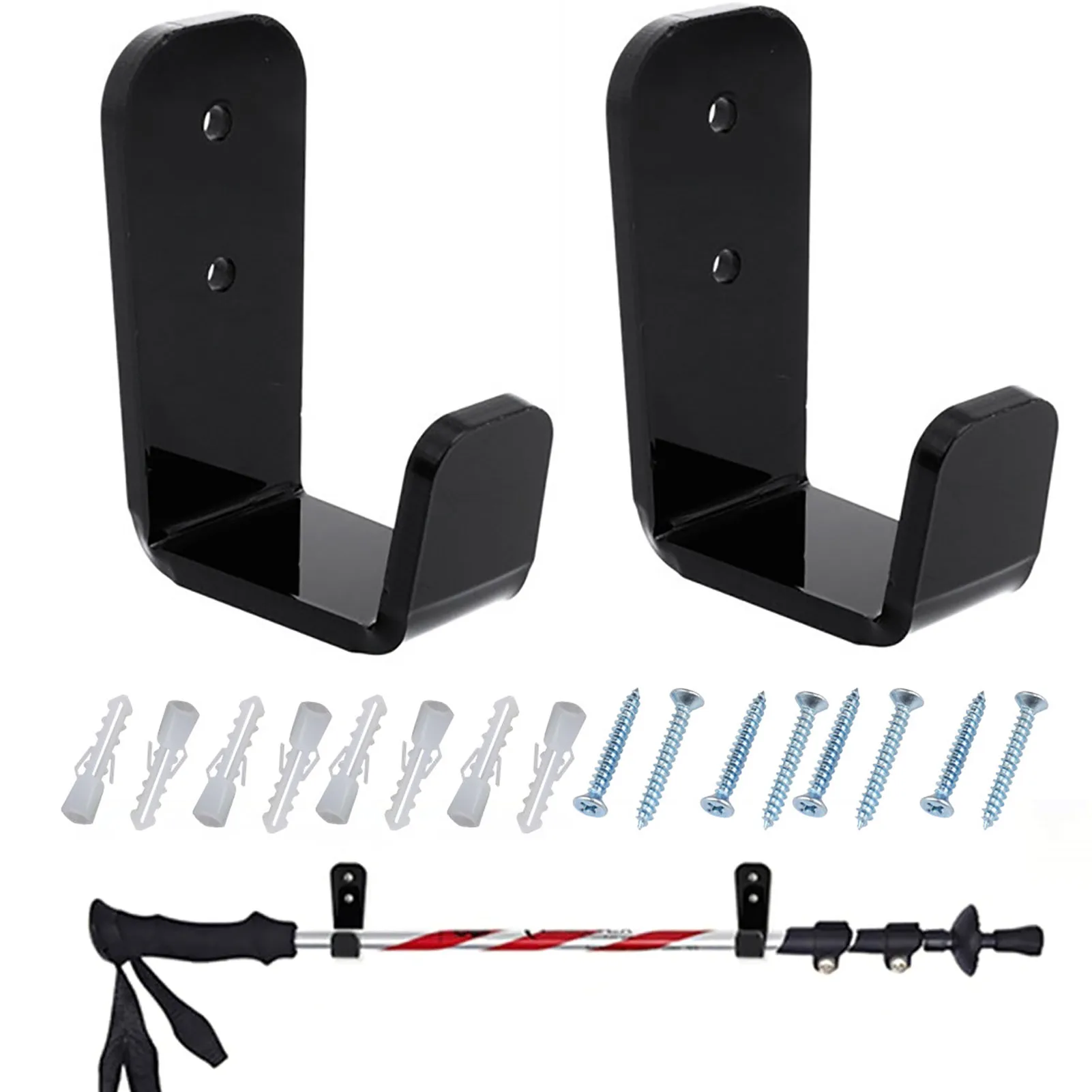 2pcs Hockey Stick Display Stand Acrylic Wall Mount Black Hockey Stick Supports Bracket Holder Horizontal Hanger 2