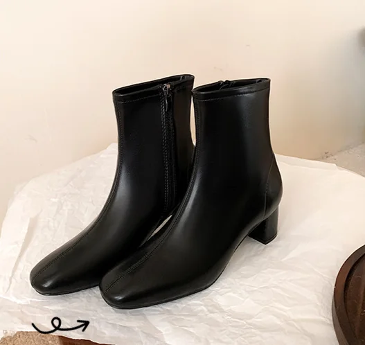 style practical wear~New SW round toe thick high-heeled elastic sock slim boots, women's short boots_voghion.com
