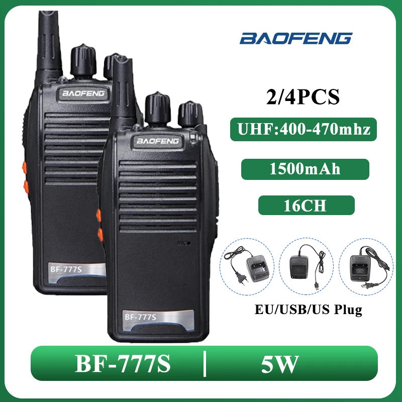 Baofeng BF-777S 오리지널 휴대용 양방향 라디오, UHF 400-470MHz, 5W, 1500mah, 싱글 밴드 워키토키, BF777S 트랜시버 BF-888S
