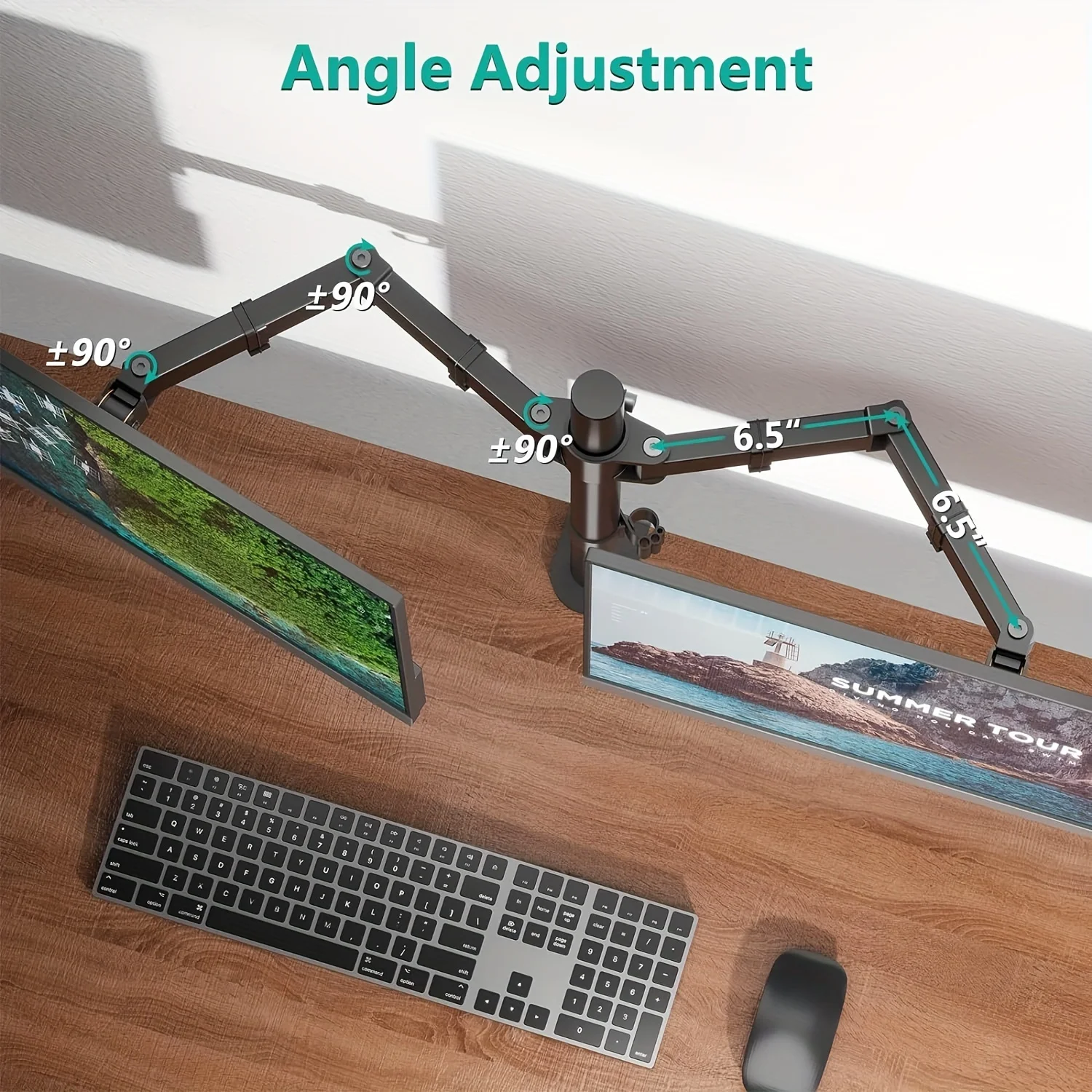 Monitor Desk Mount, Fully Adjustable Dual Monitor Arm for 2 Computer Screens up to 27 inch, Clamp Base Stand for Desk