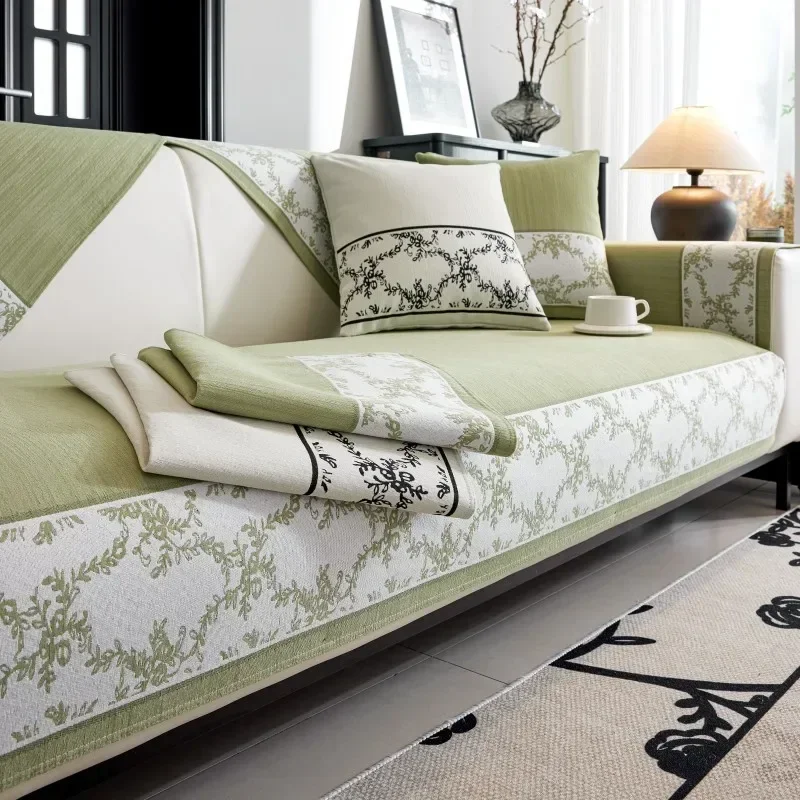 

Anti-Cat Scratch New Chinese Style Sofa Cover Chenille Non-slip Couch Futon Cover Stylish Universal Loveseat Chair Slipcover