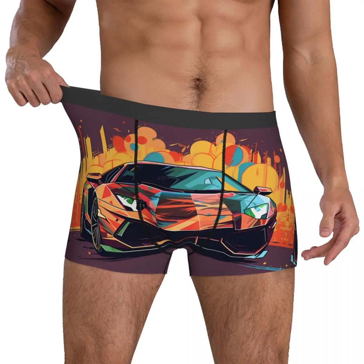 

Роскошное Спортивное нижнее белье для автомобиля, Мультяшные 2D элементы, 3D сумка, горячие боксеры, шорты с принтом, забавные мужские трусы большого размера