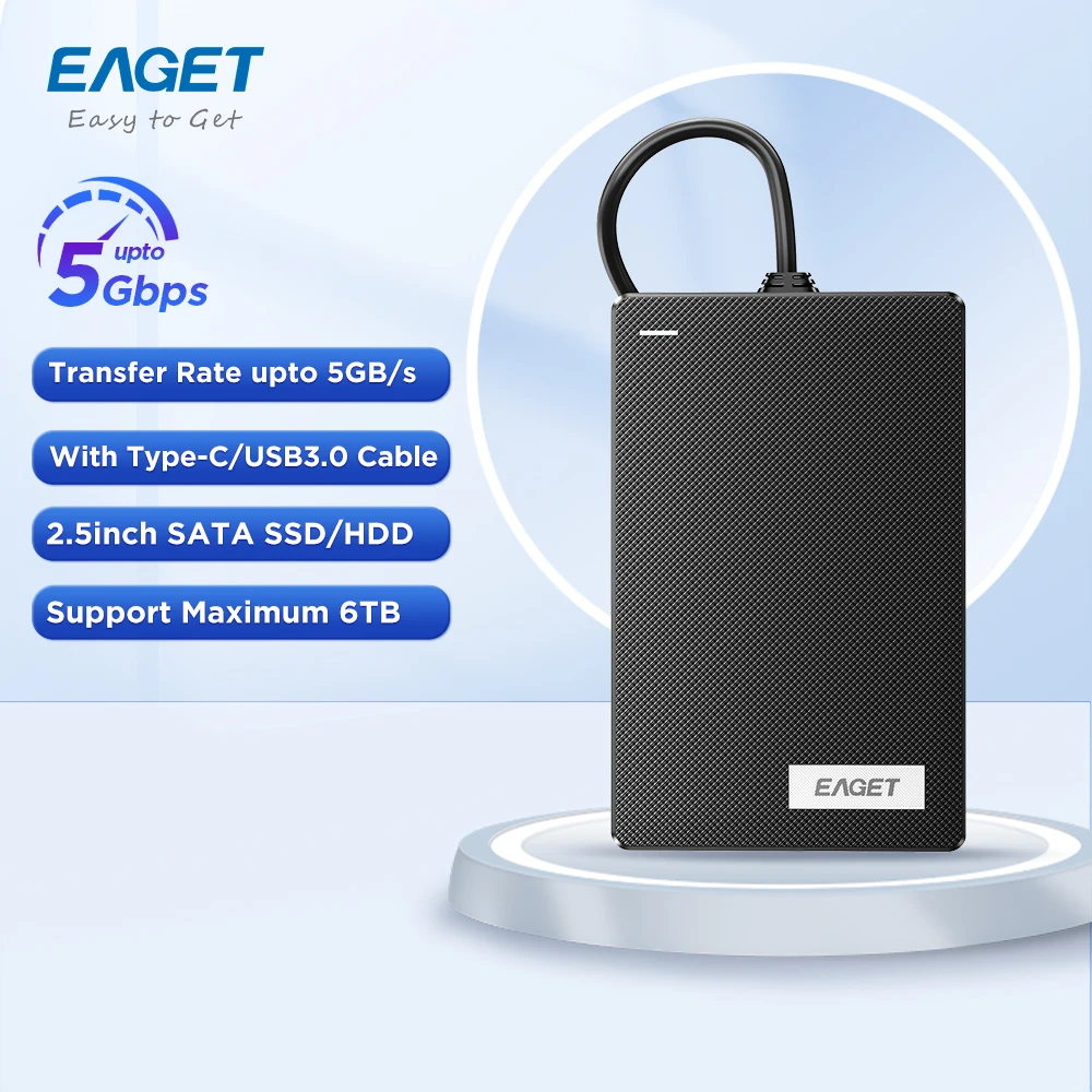 

EAGET HDD чехол 2,5 "USB 3,0 HDD корпус для мобильного жесткого диска 2,5" с Type C