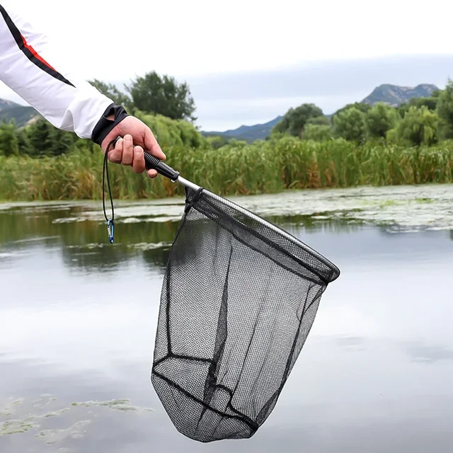 1/2pcs Fly Fishing Net Folding Dip Net Outdoor Fishing Rubber Non-slip Aluminum Alloy Pole Handle Large Catching Fish Mesh 1/2pcs Fly Fishing Net Folding Dip Net Outdoor Fishing Rubber Non-slip Aluminum Alloy Pole Handle Large Catching Fish Mesh