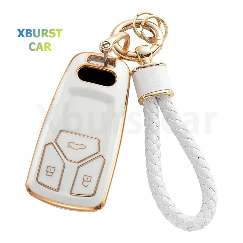 Custodia Chiave Auto In Pelle | KUNIO Per Audi (A4 B9, A5, Q5, Q7, R8 E Molti Altri) | Portachiavi Protettivo 360° Marrone