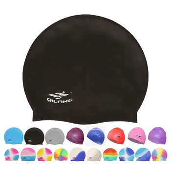 Waterproof Silicone Swim Caps Women Men High Elastic Flexible Protect Ears Hair Swimming Pool Hat for Adults Children Girls Boys 1