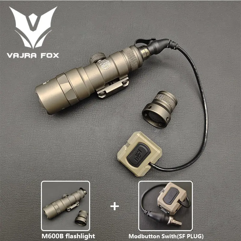 

Surefir M600B M300B Tactical Airsoft Hunting Metal Flashlight With Modbutton Dual Remote Pressure Switch Fit 20MM picatinny Rail
