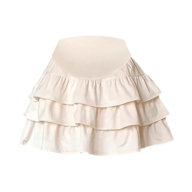 Autumn Winter Pregnant Woman Belly Skirts Sweet High Wiast Maternity Ball Gown Skirt Ruffls Patchwork Pregnancy Cake Skirts Cute