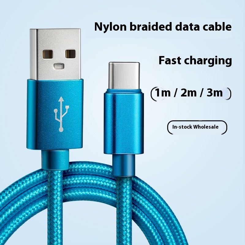 Data cable Type-C nylon braided fast charging suitable for Huawei Samsung Android Xiaomi Apple iPhone charging cable