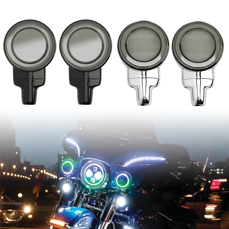 

Motorcycle Front Turn Signals Indicators LED Lights For Harley Touring Road Glide 2001-up Heritage Softail Classic FLSTC 1999-up