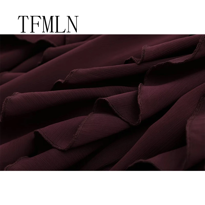 TFMLN Women Fashion Spring Summer Ruffle Blouses Shirts Female Single Breasted Tierred Causal Tops Beach Style Shirt