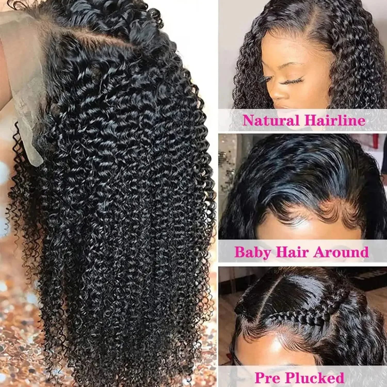 Kinky Curly Lace Front Wig Human Hair 13x4 Lace Frontal Wigs Wet And Wavy Curly Pre Plucked With Baby Hair Human Wigs