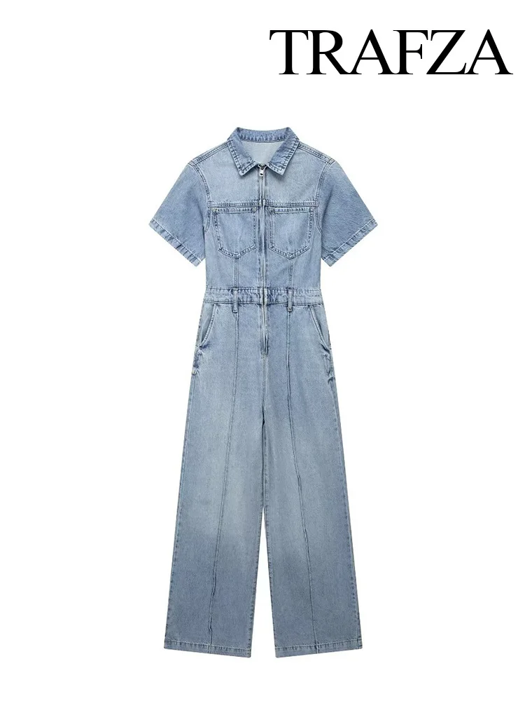 trafza-lapel-collar-pocket-long-elegant-denim-jumpsuits-2023-women-social-short-sleeve-blue-overalls-jumpsuit-summer-jumpsuits