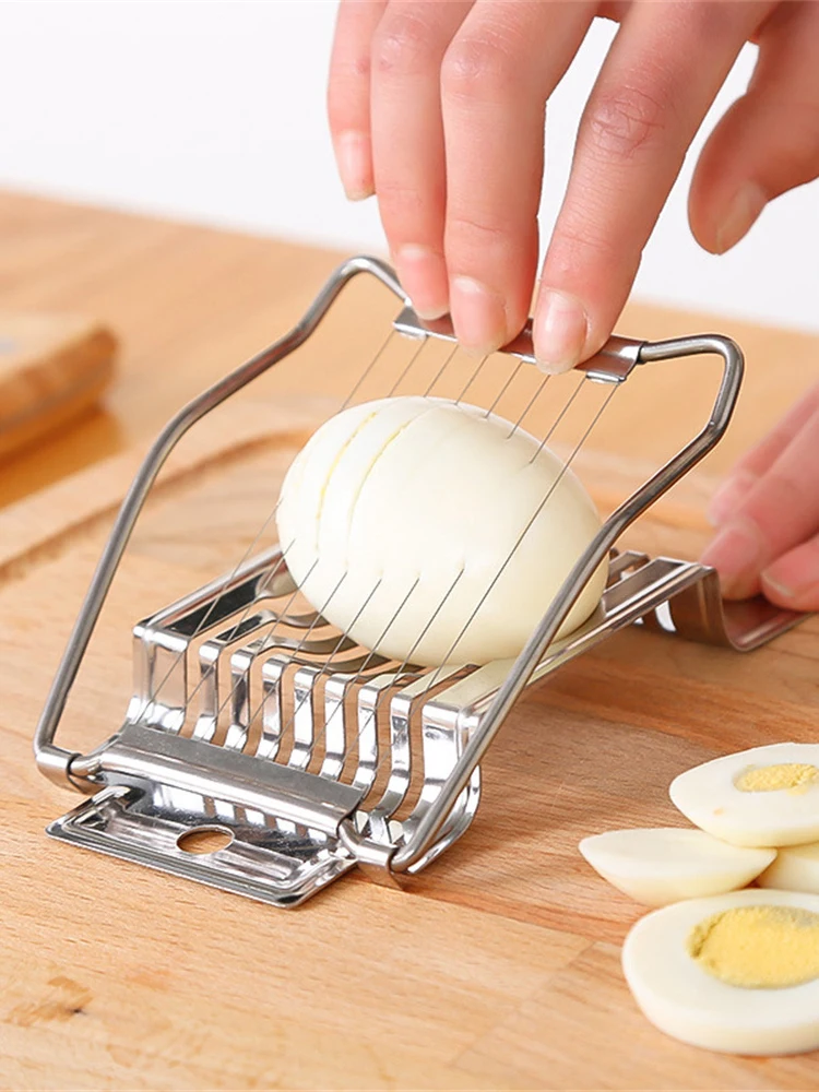 Description Picture 3 of item1pc Stainless Steel Multi-purpose Egg Cutter Convenient Creative Luncheon Banana Cheese Strawberry Slicer Meat Divider Kitchen A