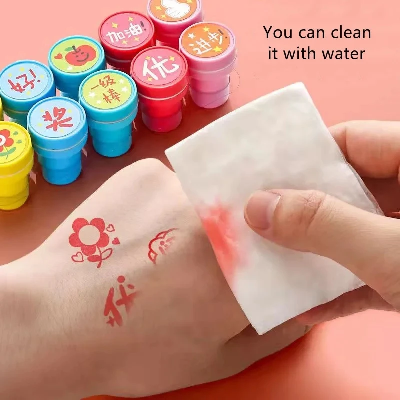 10pcs Cartoon Reward Stamps Creative Marine Animal Seal Assorted Stamps Kids Self-ink Toy Scrapbooking DIY Painting Decor