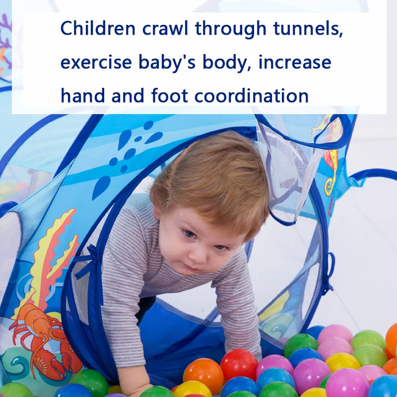 3 in 1 Children's Tent Toy Ball Pit Pool House Portable Children Tipi Tents Crawling Tunnel Pop Up Tent House Kids Camping Tent 3