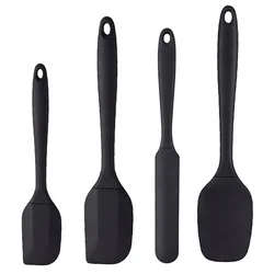 Premium Silicone Spatula Set - Heat Resistant, Non - Slip Handles for Cooking, Mixing, Baking, and Serving (Black)