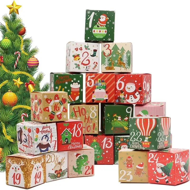 

24PCS Advent Calendar Christmas Candy Box Calendario 2024 Santa Countdown New Year Gift Box Christmas Decoration Advent Calendar