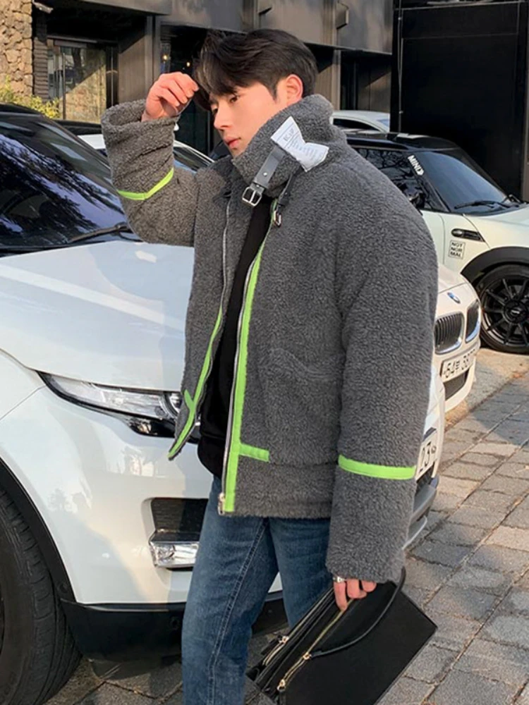 Winter Thickened Lamb Wool Coat Men's Korean Fashion Cotton Clothes Loose Stand-up Collar Warm Cotton Jacket Cold Clothing