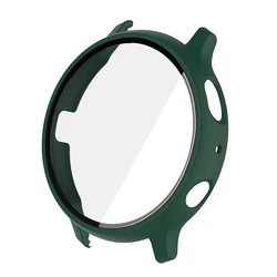 Premium Glass Case with Screen Protector for Samsung Galaxy Watch Active 2 - All-Around Cover and Bumper Protection (Dark green)