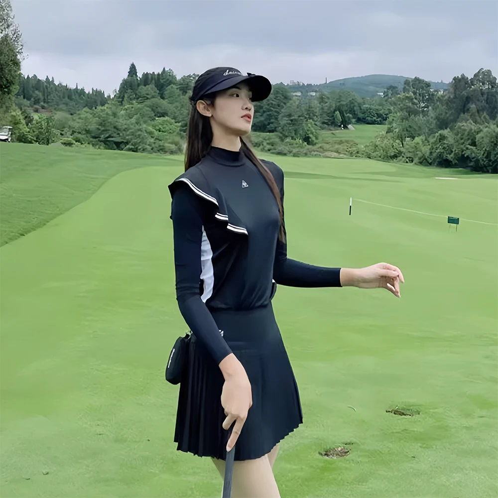 SG ladies golf wear spring and summer long sleeve round neck t-shirt women quick drying breathable sports pleats skort golf set