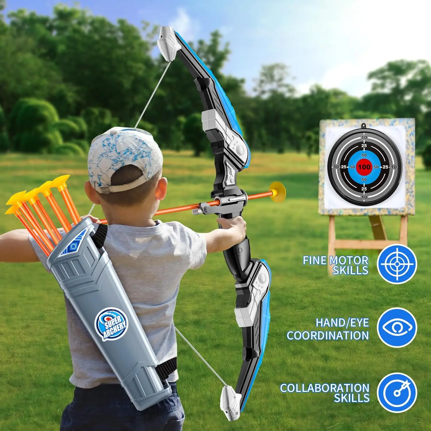 Pince A Glissement Kit De Tir à L'arc Lumineux Pour Enfants - Arc Et Flèches Avec LED, Cible à Ventouses, à Partir De 3 Ans Arc Lumineux Enfant Jouet Pince A Glissement Kit De Tir à L'arc Lumineux Pour Enfants - Arc Et Flèches Avec LED, Cible à Ventouses, à Partir De 3 Ans Arc Lumineux Enfant Jouet