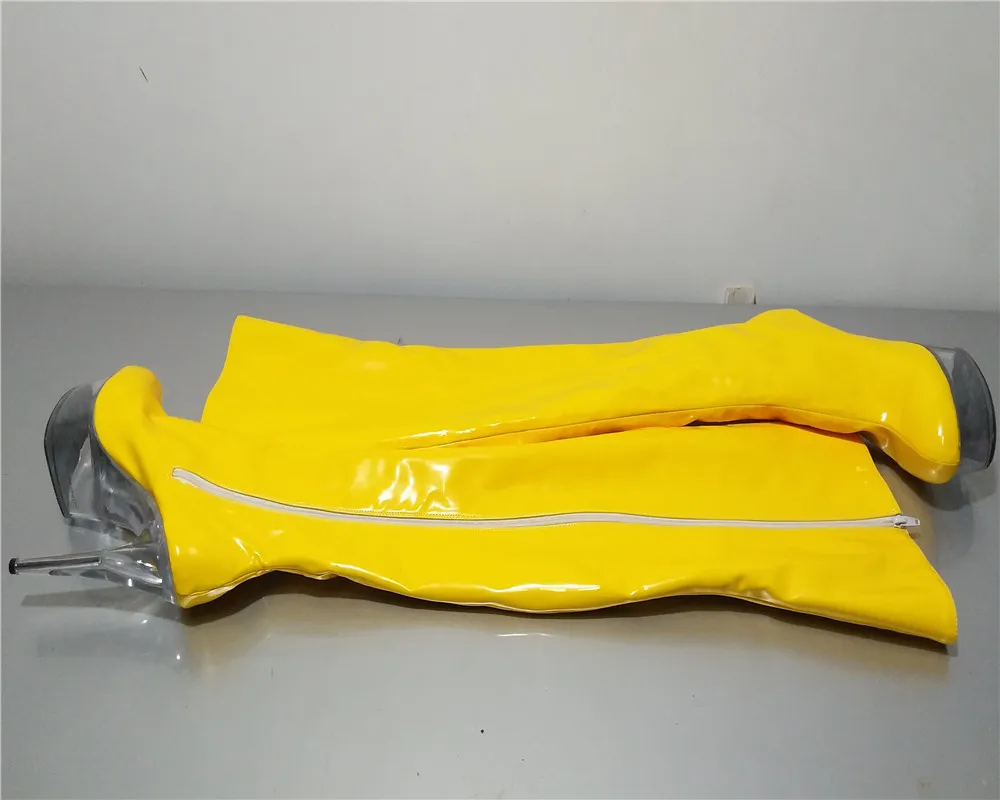 15 cm sexy transparent soles, boots, model stage walking shoes, fashionable noble temperament and knee dance shoes