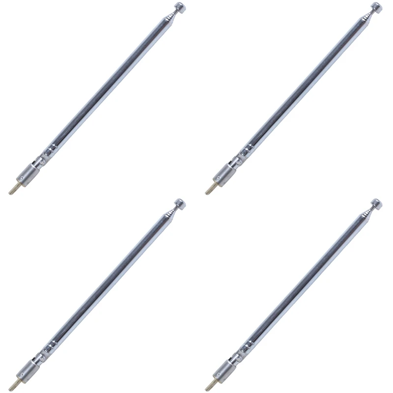 

4X Replacement 49Cm 19.3Inch 6 Sections Telescopic Antenna Aerial For Radio TV