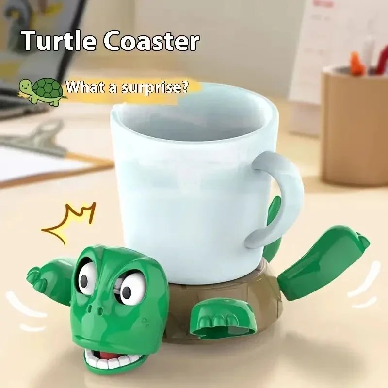 1 creative, funny, panic turtle coaster set for home office, coffee and tea cup mat, desktop decoration, creative gift