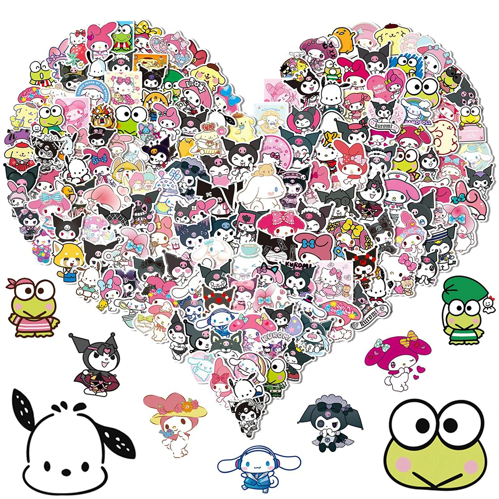 

10/30/50/100/200PCS Cute Mix Sanrio Anime Stickers Hello Kitty My Melody Kuromi Cartoon Decal Vinyl Graffiti Sticker Toy for Kid