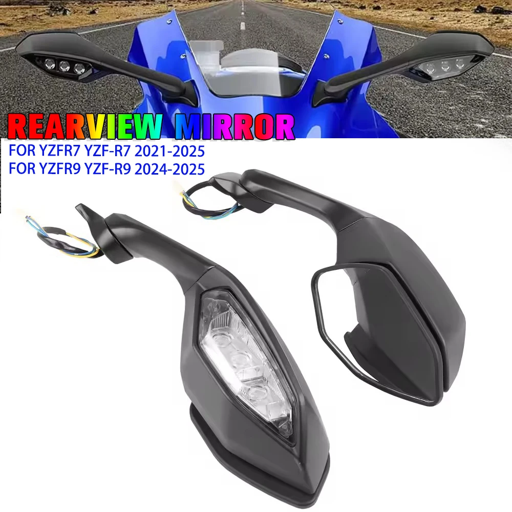 야마하 YZF-R7 2021-2025 YZFR9 2024-2025 YZF R7 YZF R9 모토 접이식 방향지시등 사이드 케이스용 백미러